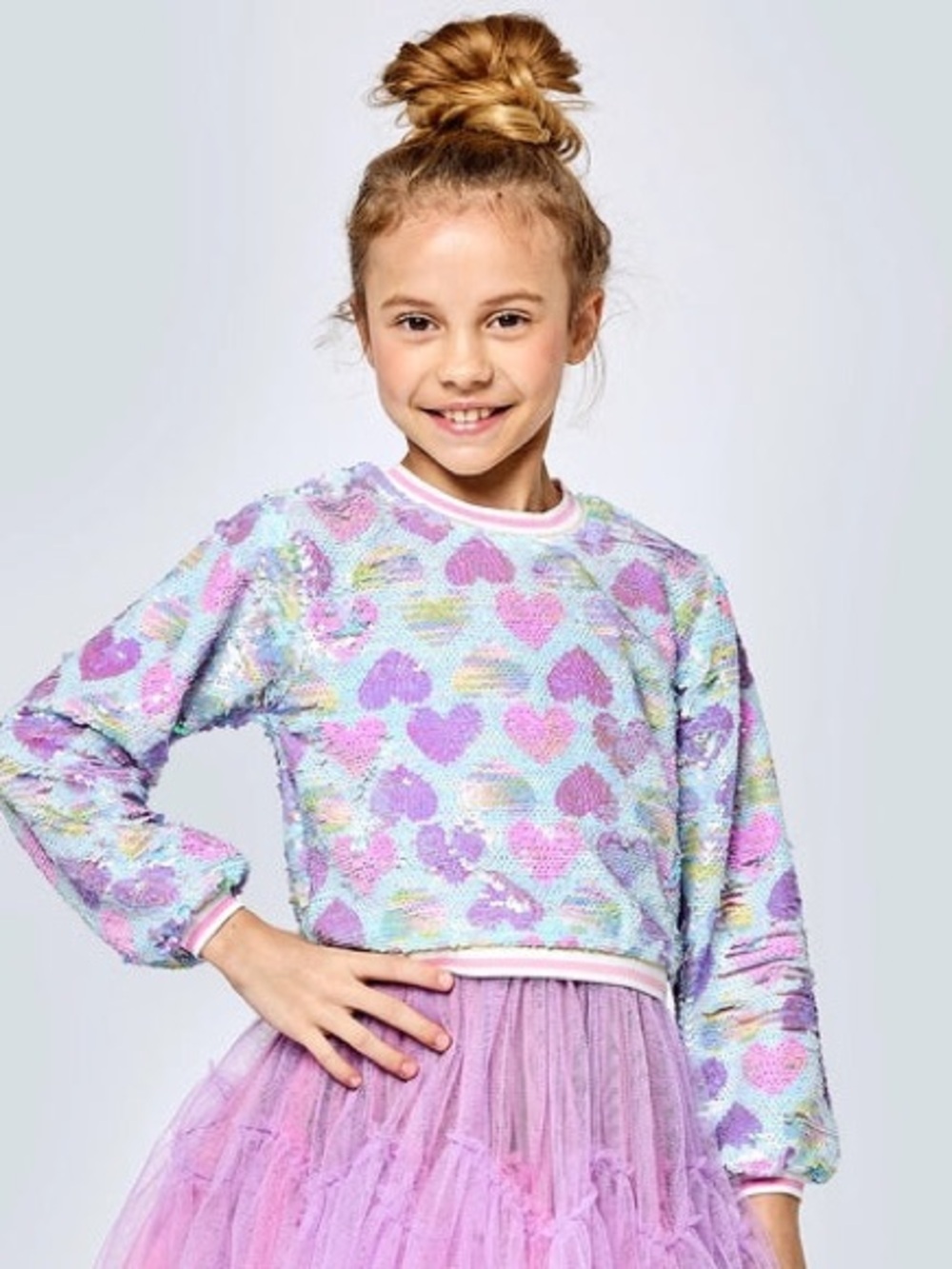 Heart Print Sequined   Sweater/ Top  Size 6 
: Hannah Banana